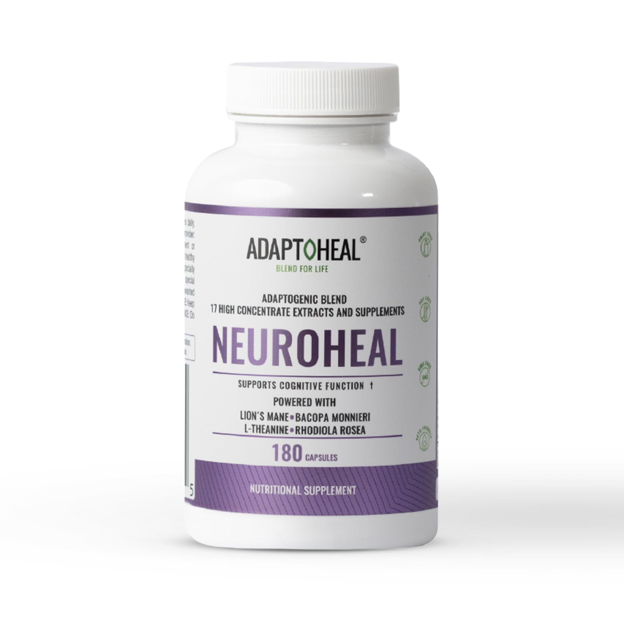ADAPTOHEAL NeuroHeal bottle front view signaling brain support for focus