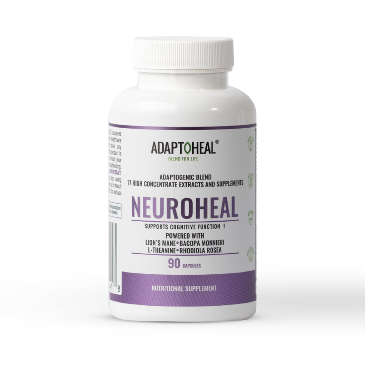 ADAPTOHEAL NeuroHeal capsules for daily cognitive support and focus.