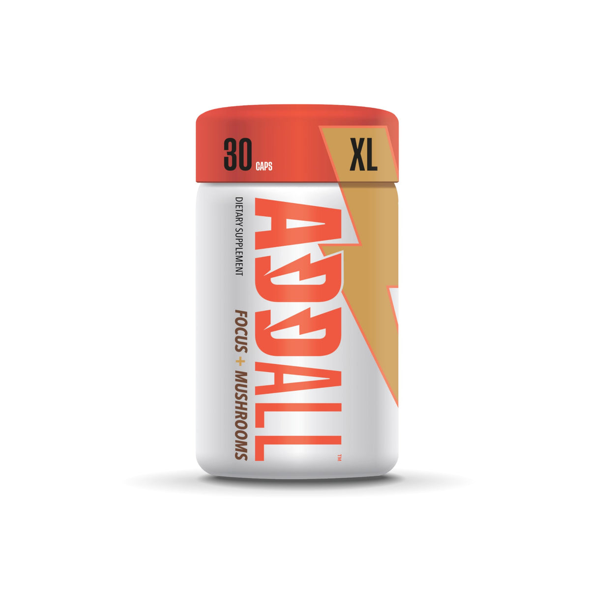 Addall Focus bottle front view, a focus-enhancing supplement for daily tasks