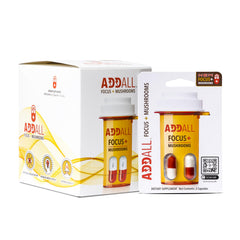 Addall Focus Mushrooms Memory Supplement pack front for daily use.