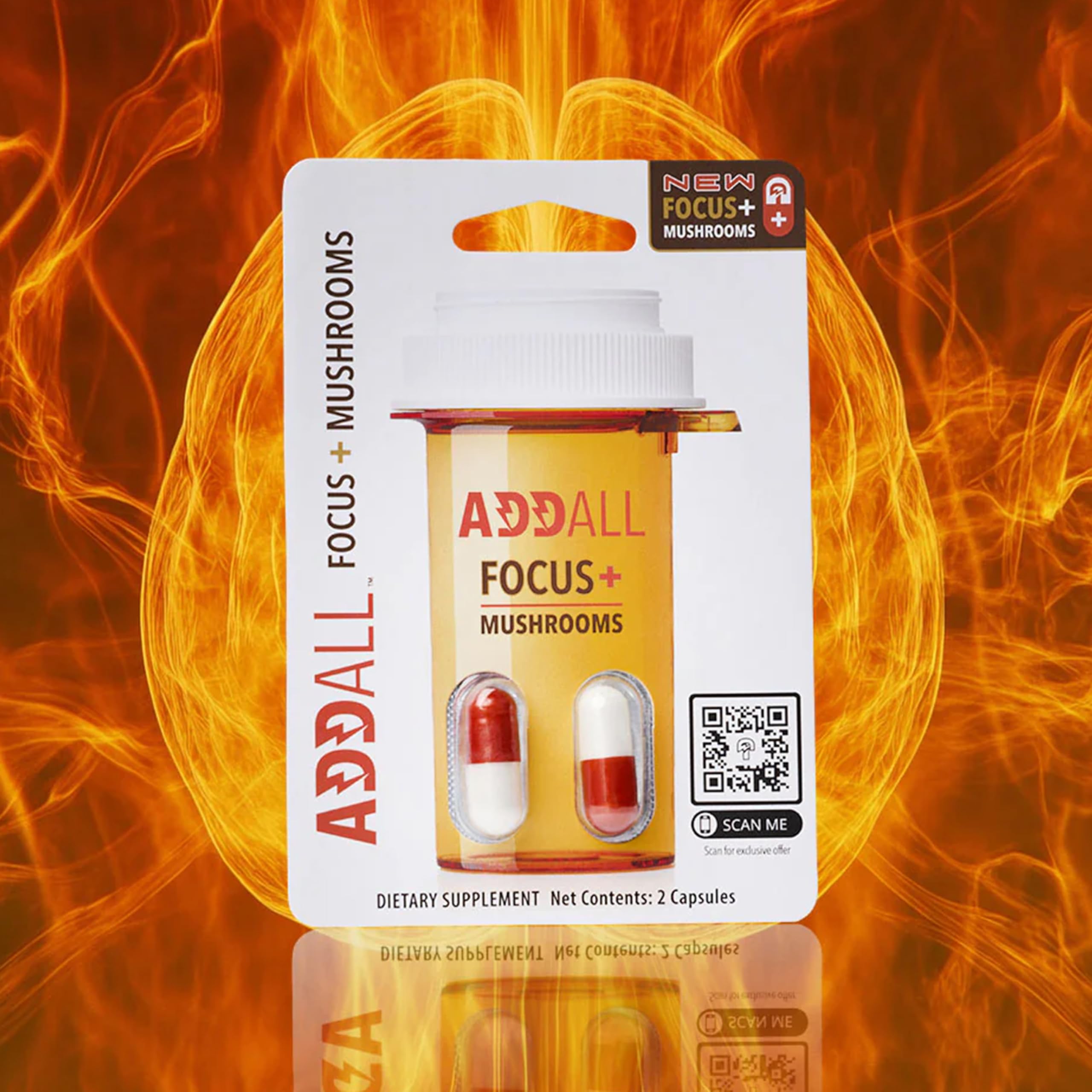 Travel-friendly Addall Focus Mushrooms Memory Supplement ready for on-the-road routines.