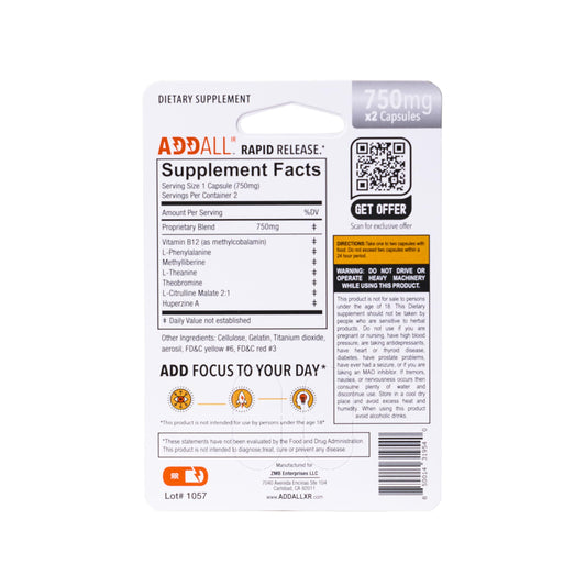 Close-up of Addall Rapid Release capsules emphasizing smooth energy.