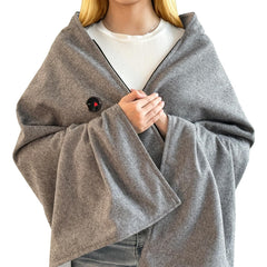 ADD.HERES heating pad shawl front view offering oversized warmth for cozy comfort