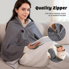 ADD.HERES heating pad shawl shoulder wrap on model demonstrates neck and shoulder heat