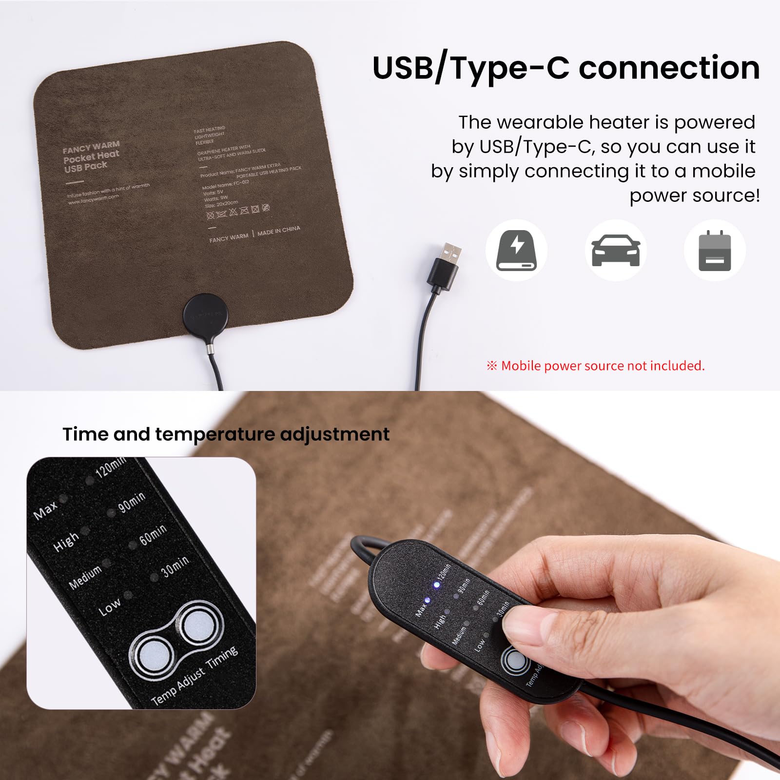 ADD.HERES heating pad soft suede surface offers skin-friendly comfort.
