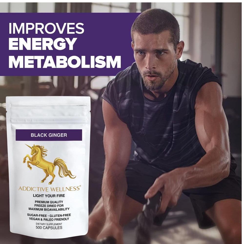 Addictive Wellness Athlete-ready black ginger capsules suitable for endurance
