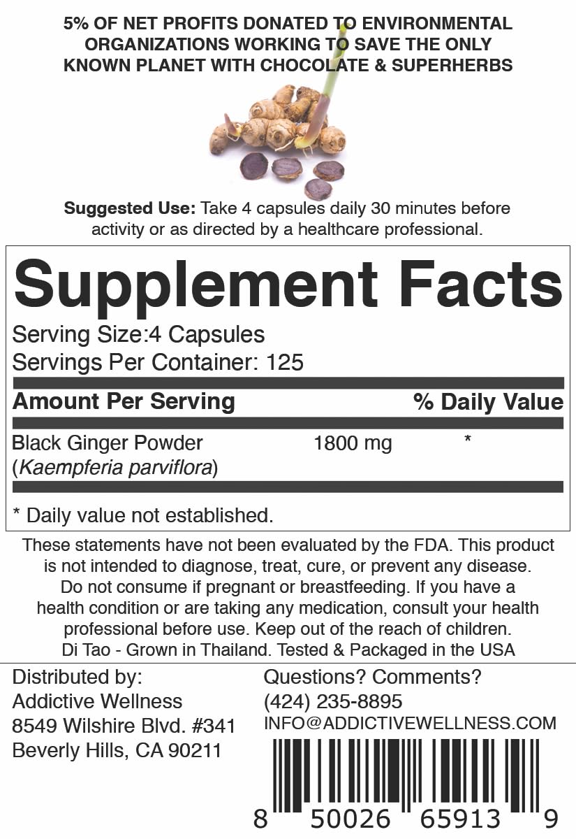 Addictive Wellness Kaempferia Parviflora capsules closeup highlighting pure extract