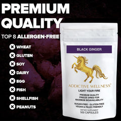 Addictive Wellness purity-tested heavy metals label noting third-party safety