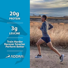 ADDRA Endurance Bar Apple Pie real-fruit piece highlights vegan recovery after training.