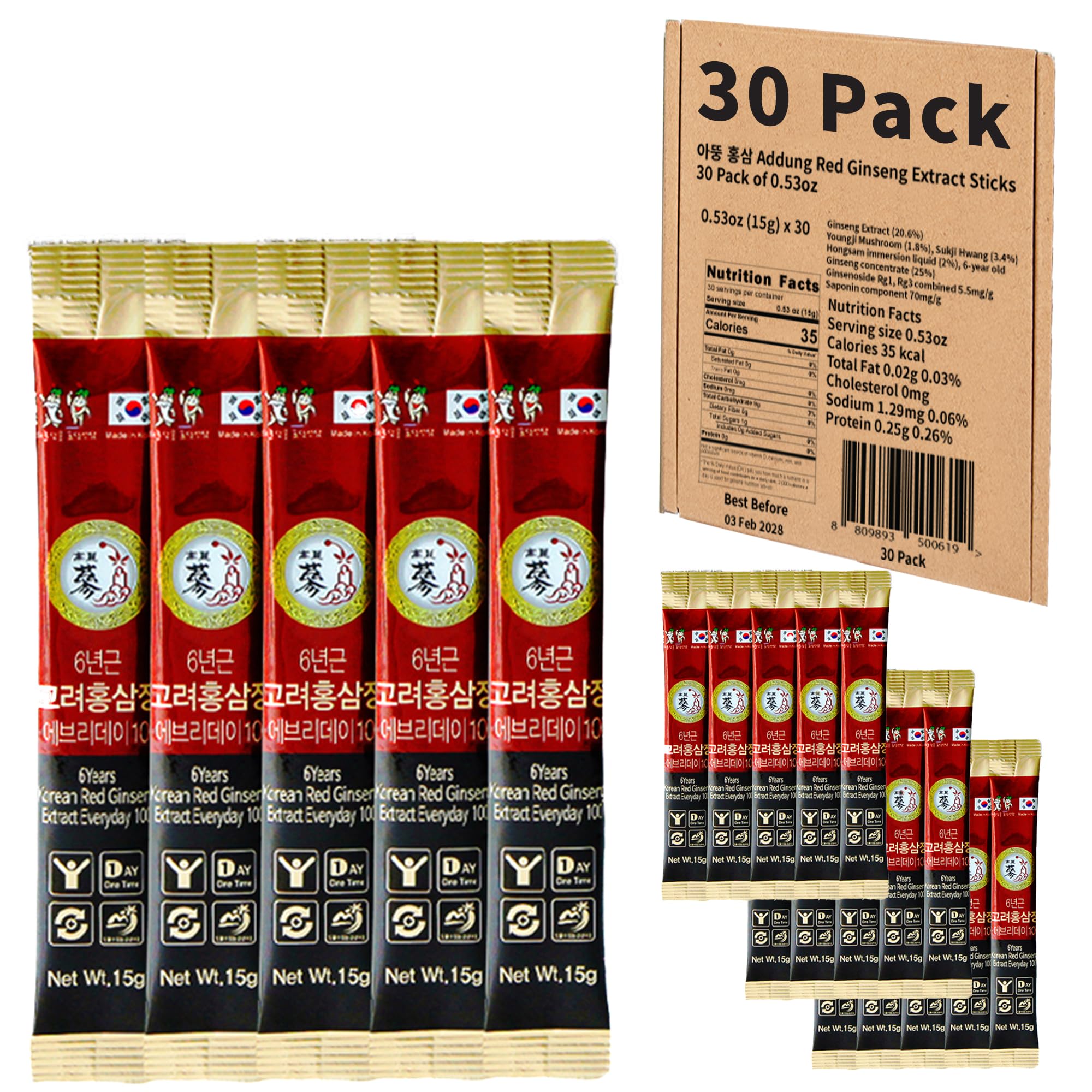 Addung Korean Red Ginseng sticks for daily-dose energy support.