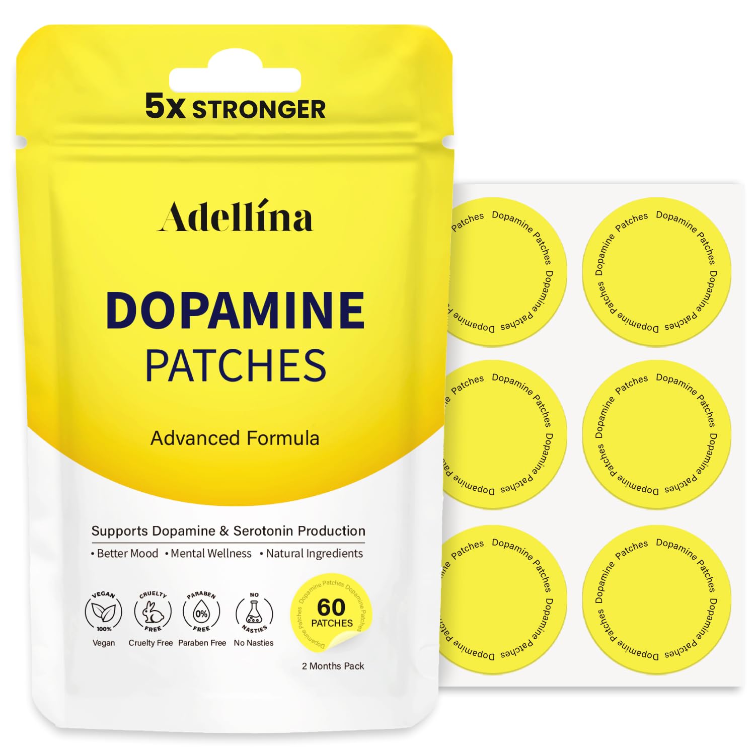Adellina Dopamine Patches pack close-up for daily wellness.