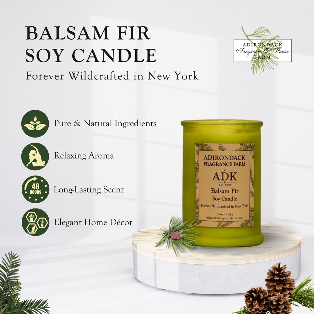 Adirondack Fragrance Farm ADK Soy Wax Candle closeup highlights clean burn.