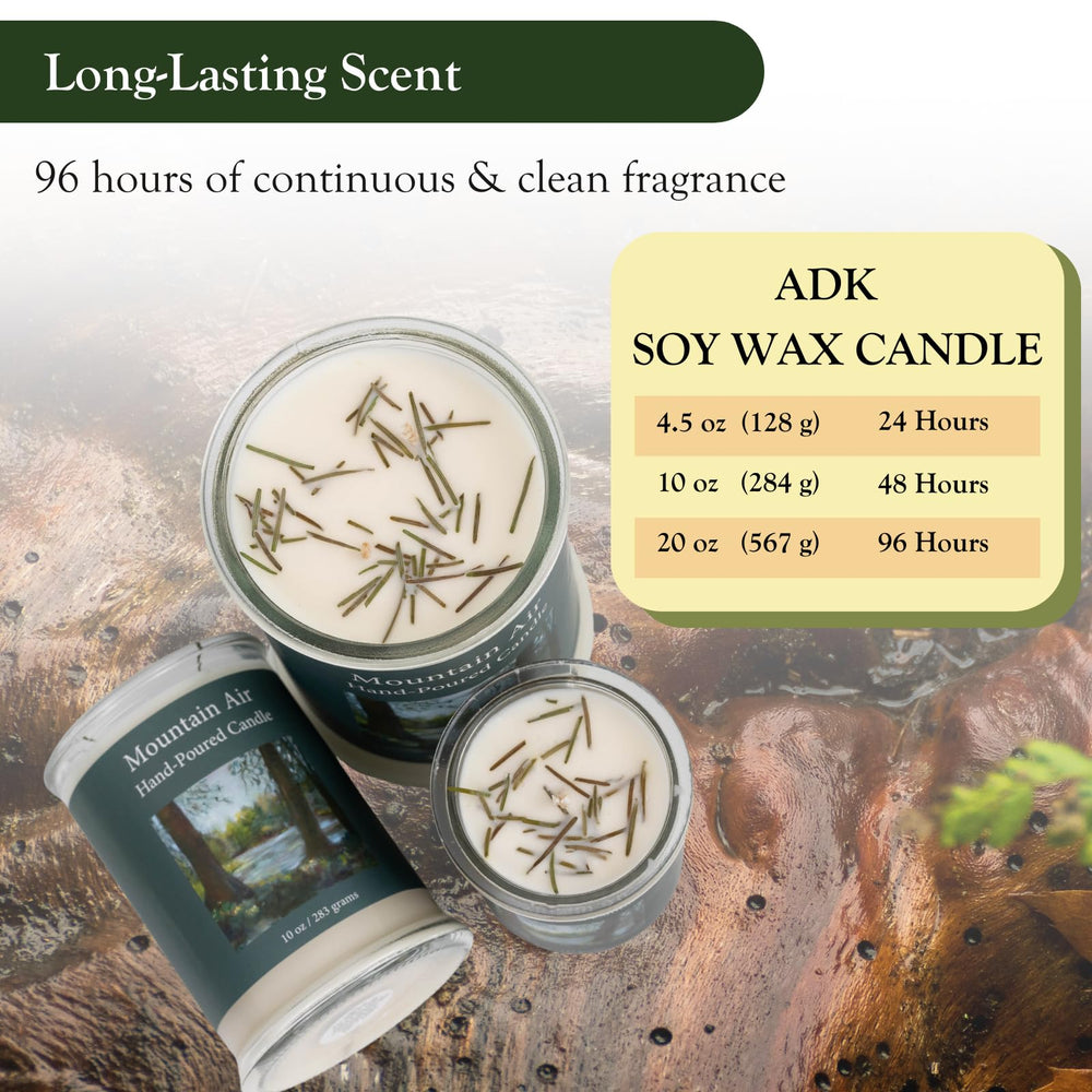 Fragrance notes featuring balsam, cedar, and rosemary for a woodland vibe