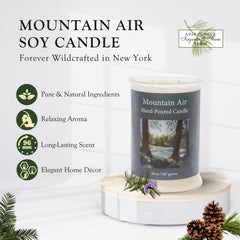 Soy wax candle closeup with botanicals for natural ambiance