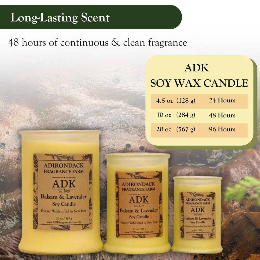 ADK Balsam & Lavender Candle box packaging, gift-ready for special occasions.