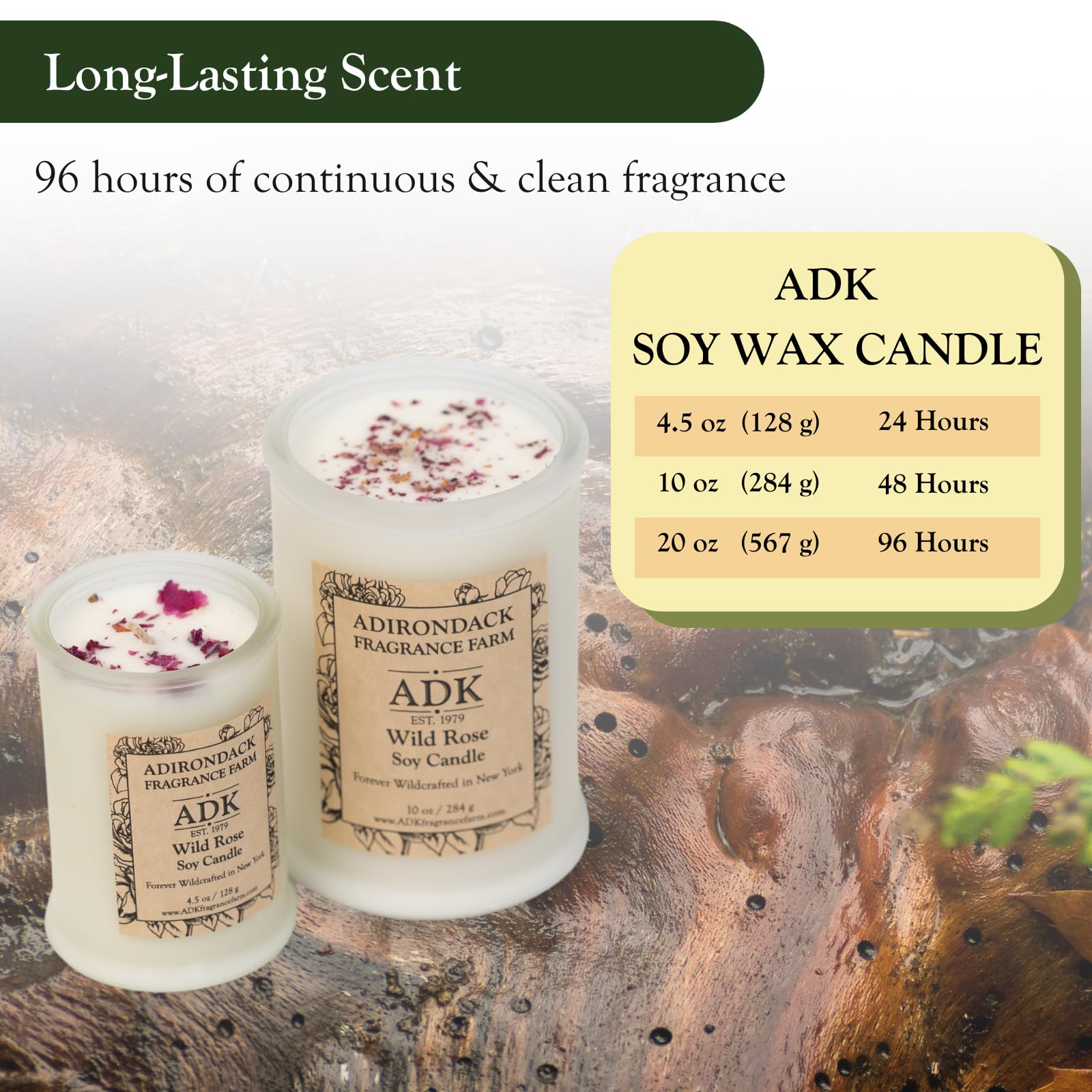 ADK Wild Rose Candle natural soy wax close-up texture.