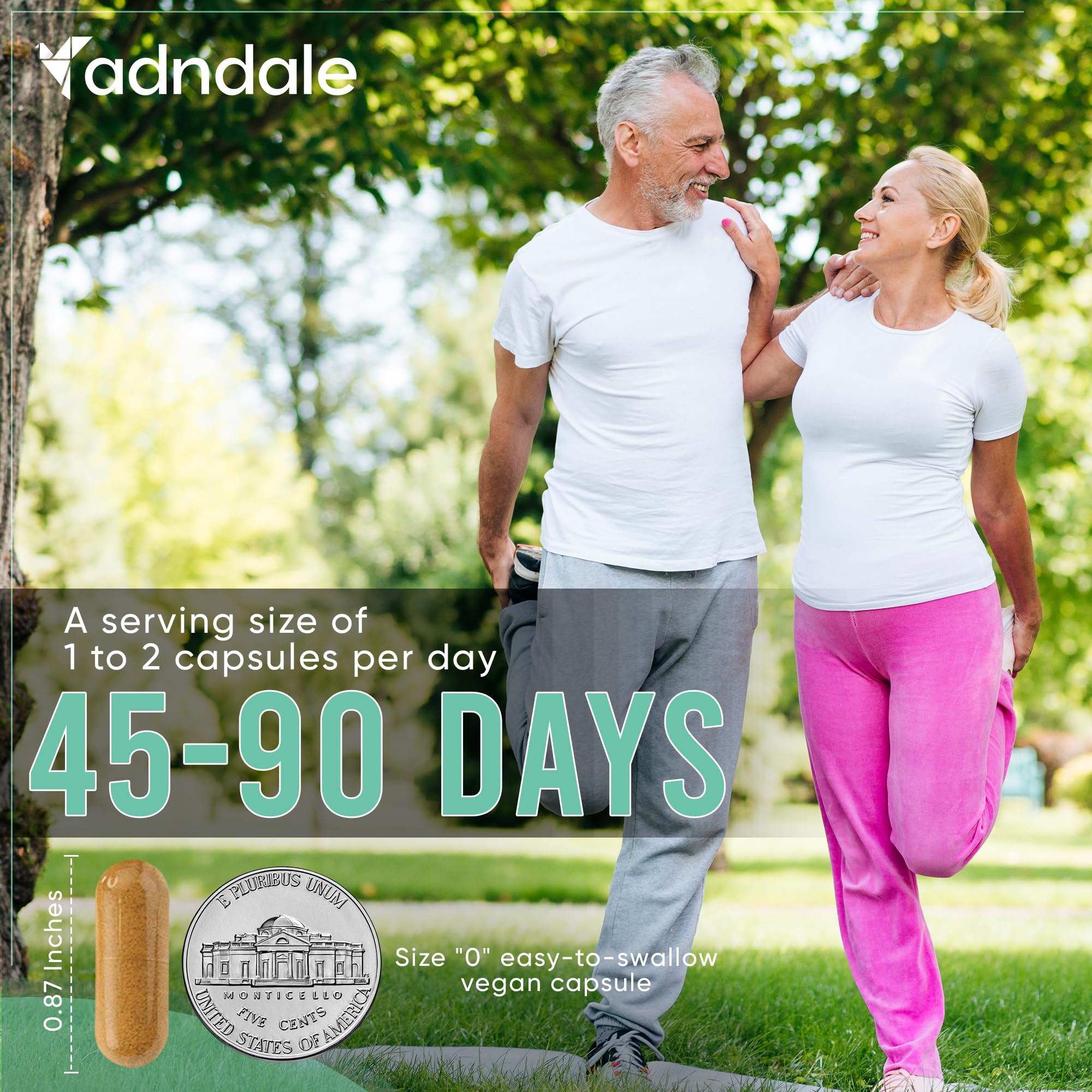 Adndale Liposomal NAD bottle on a clean packaging scene for daily vitality