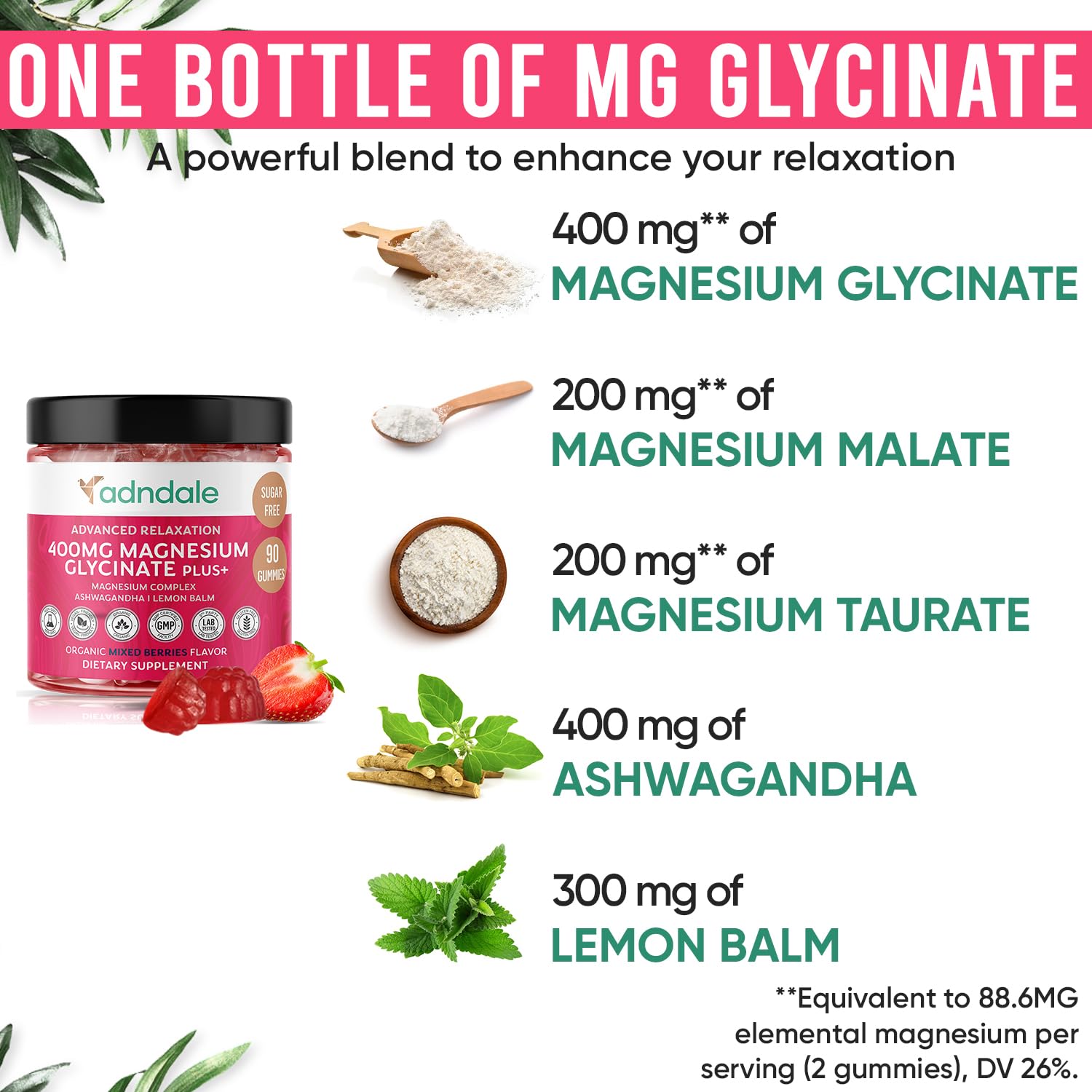 Adndale gummies bottle poured to illustrate easy daily dosing