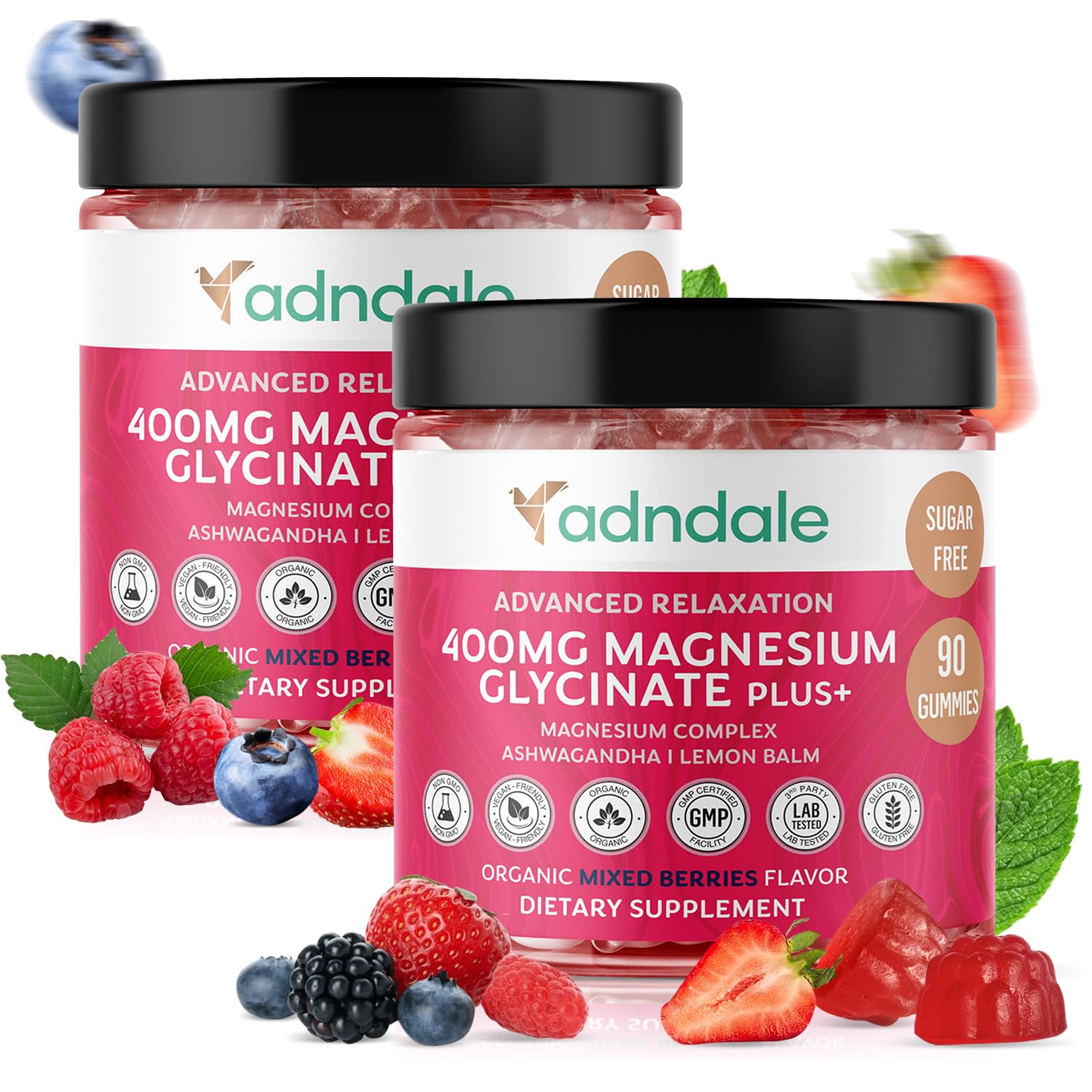 Adndale Magnesium Glycinate Gummies packaging shown for daily relaxation use