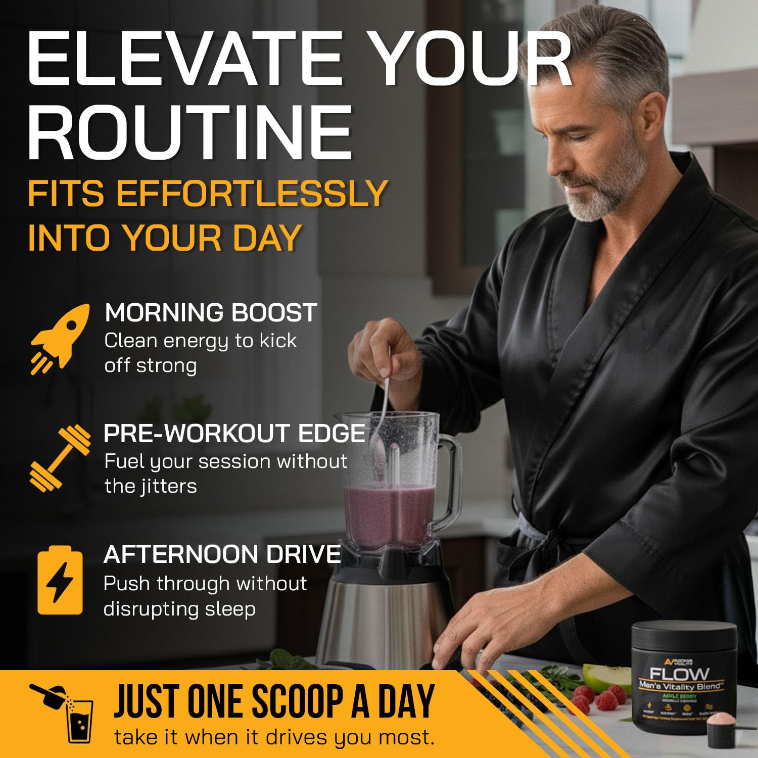 Ingredients panel of Adonis Vitality Flow featuring L-Citrulline and Ashwagandha