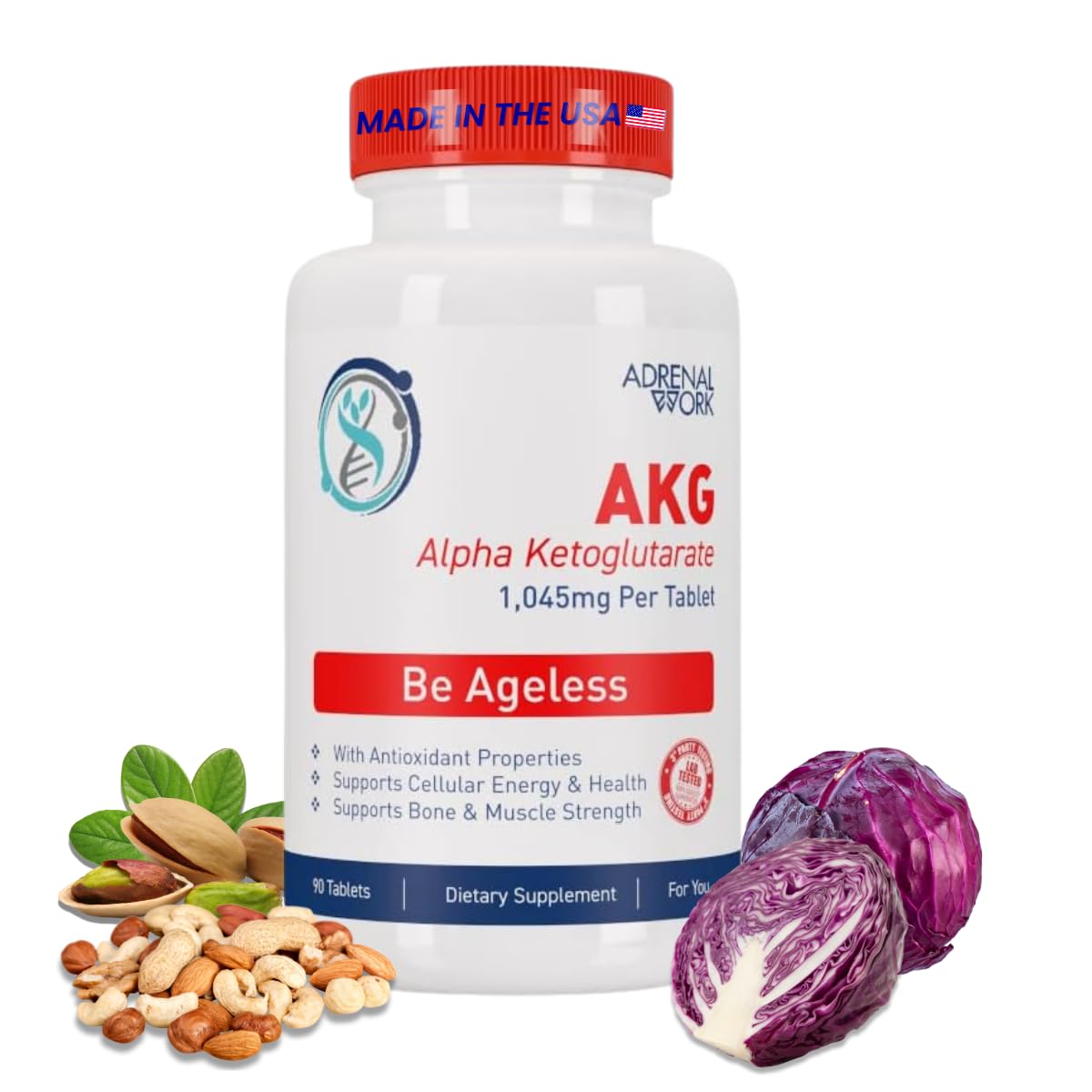 Adrenalwork L-Arginine AKG bottle highlighting the pre-workout blend.