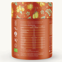 Aduna Energy Superfood Blend tub with scoop for easy mixing