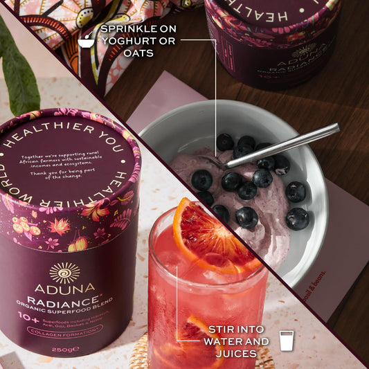 Aduna Radiance tub with scoop for easy daily add-in.