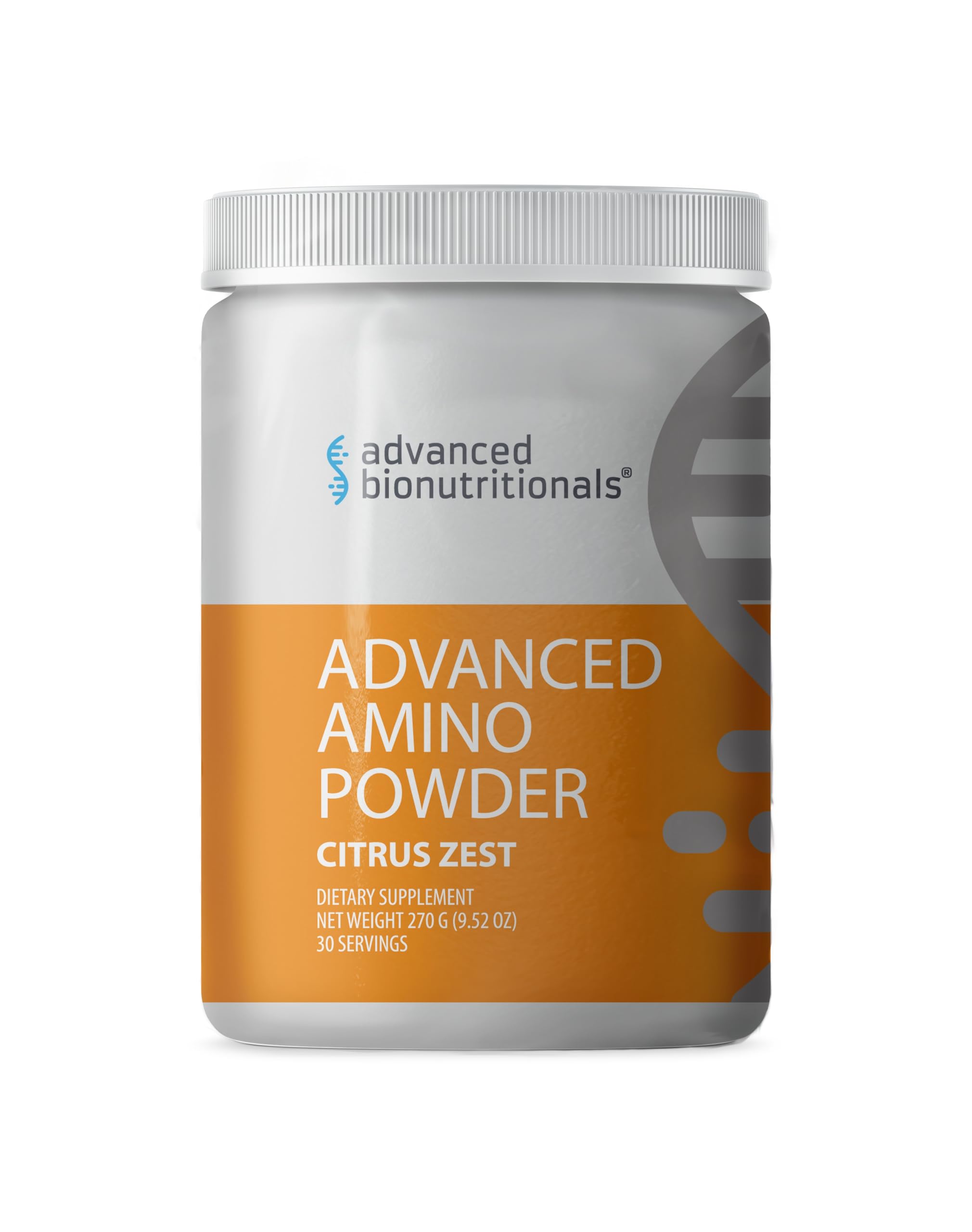 Advanced Amino Formula bottle label highlighting eight essential amino acids for recovery