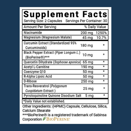 Pouring Advanced Mitochondrial Formula capsules for daily energy support.