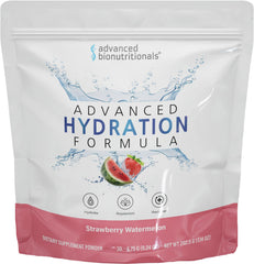 Advanced Bionutritionals hydration formula glass with dissolved powder demonstrates quick mix