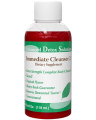 Advanced Detox Solutions Immediate Cleanser 1 bottle on white background showing rapid cleansing benefits.