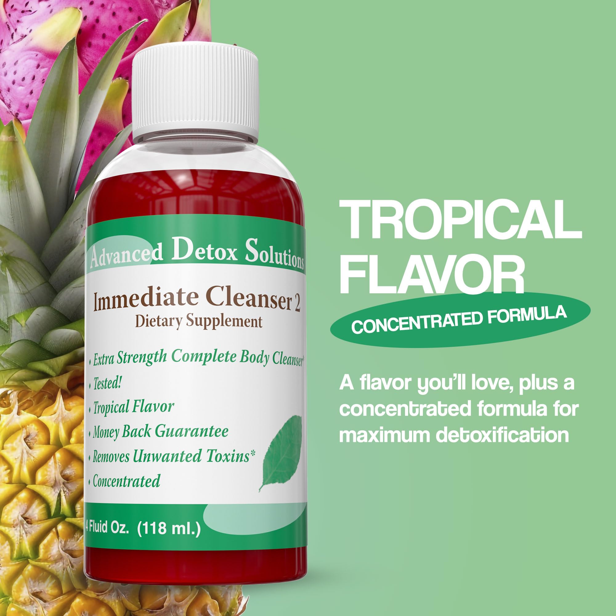 Advanced Detox Solutions Immediate Cleanser bottle on countertop during daily routine for easy integration.