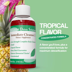 Advanced Detox Solutions Immediate Cleanser bottle on countertop during daily routine for easy integration.