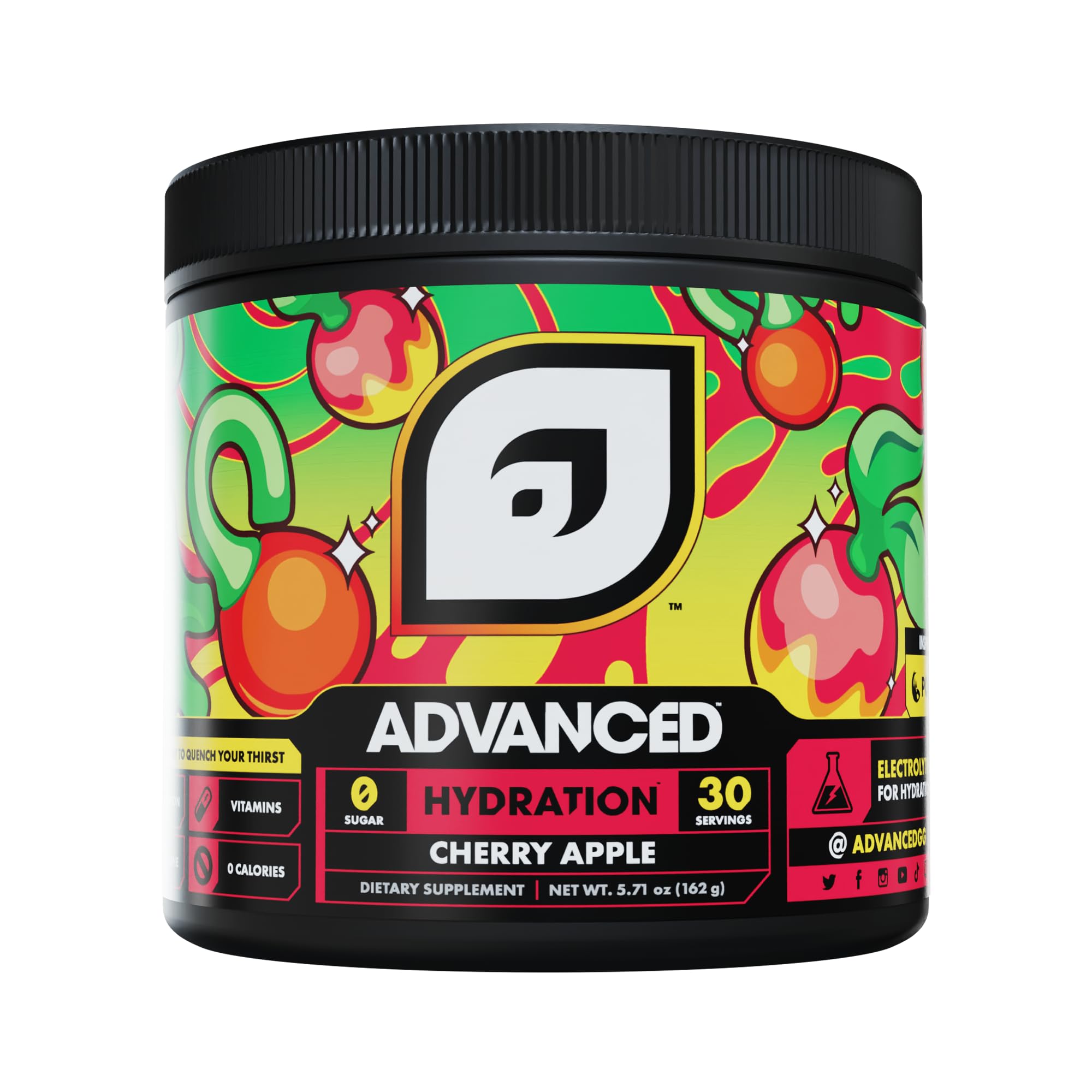 Advanced Hydration bottle pour demonstrates a sugar-free electrolyte drink for on-the-go hydration.