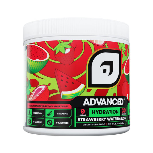 Advanced Hydration electrolyte powder jar with sugar-free and keto-friendly label
