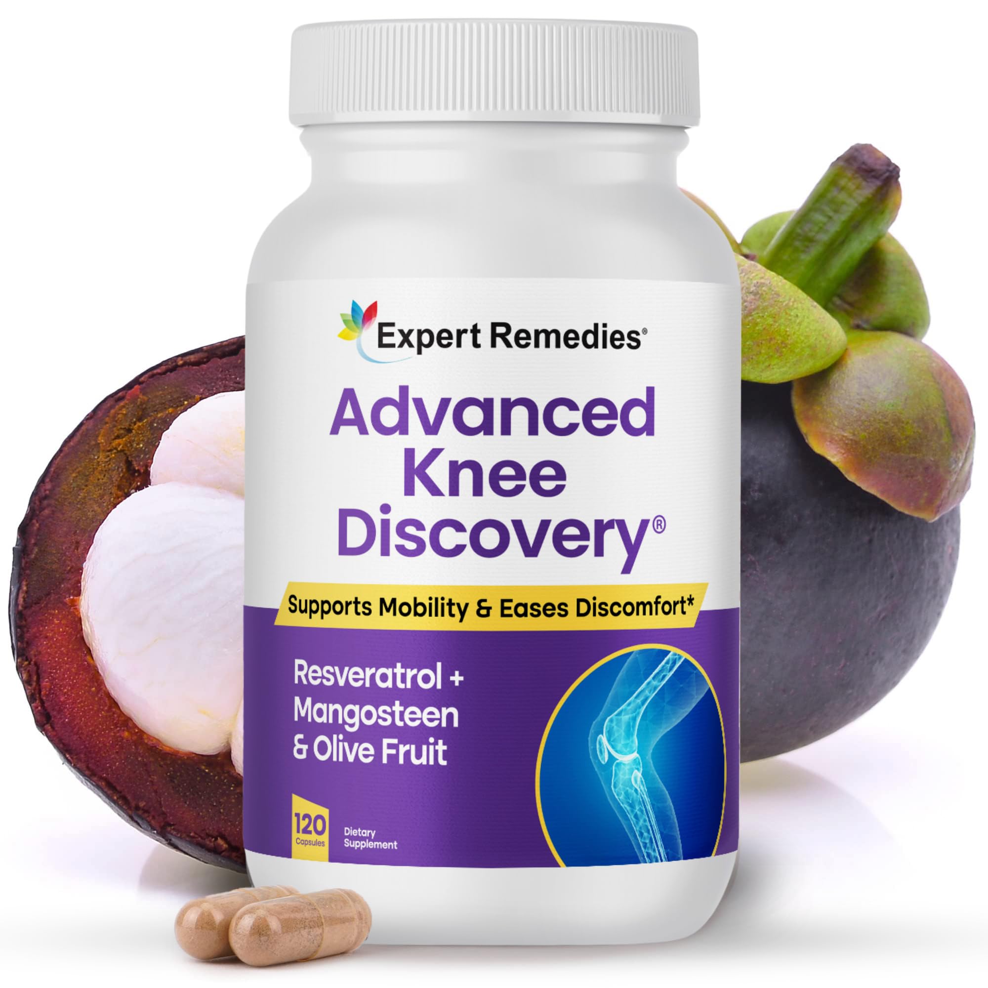 Advanced Knee Discovery bottle showcases Mangoselect for potential joint support.