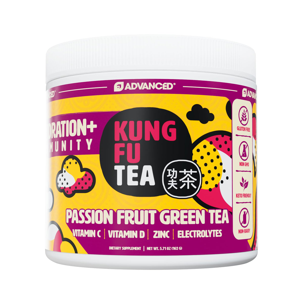Advanced x Kung Fu Tea hydration powder packaging for daily refreshment