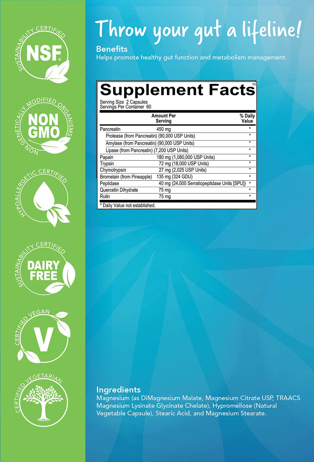 Advanced Nutrition Solutions Q Restore React Mg label shows three chelated magnesium forms