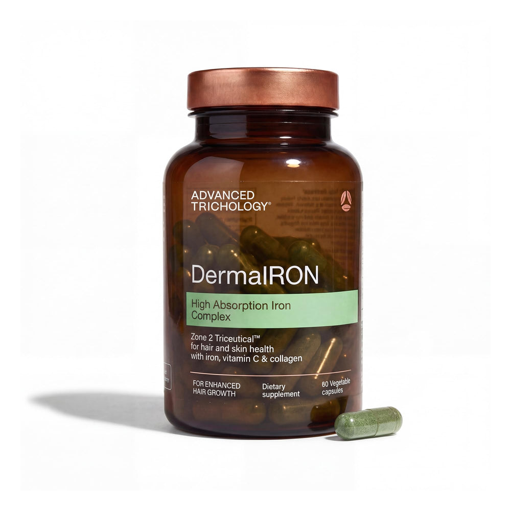 Advanced Trichology DermaIRON bottle front for hair wellness support
