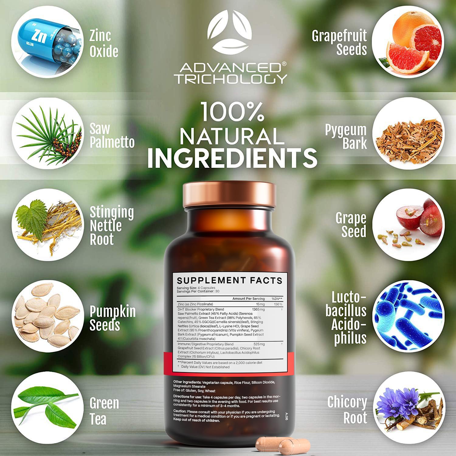 Advanced Trichology DHT Blocker ingredients science highlights natural components for hair health potential