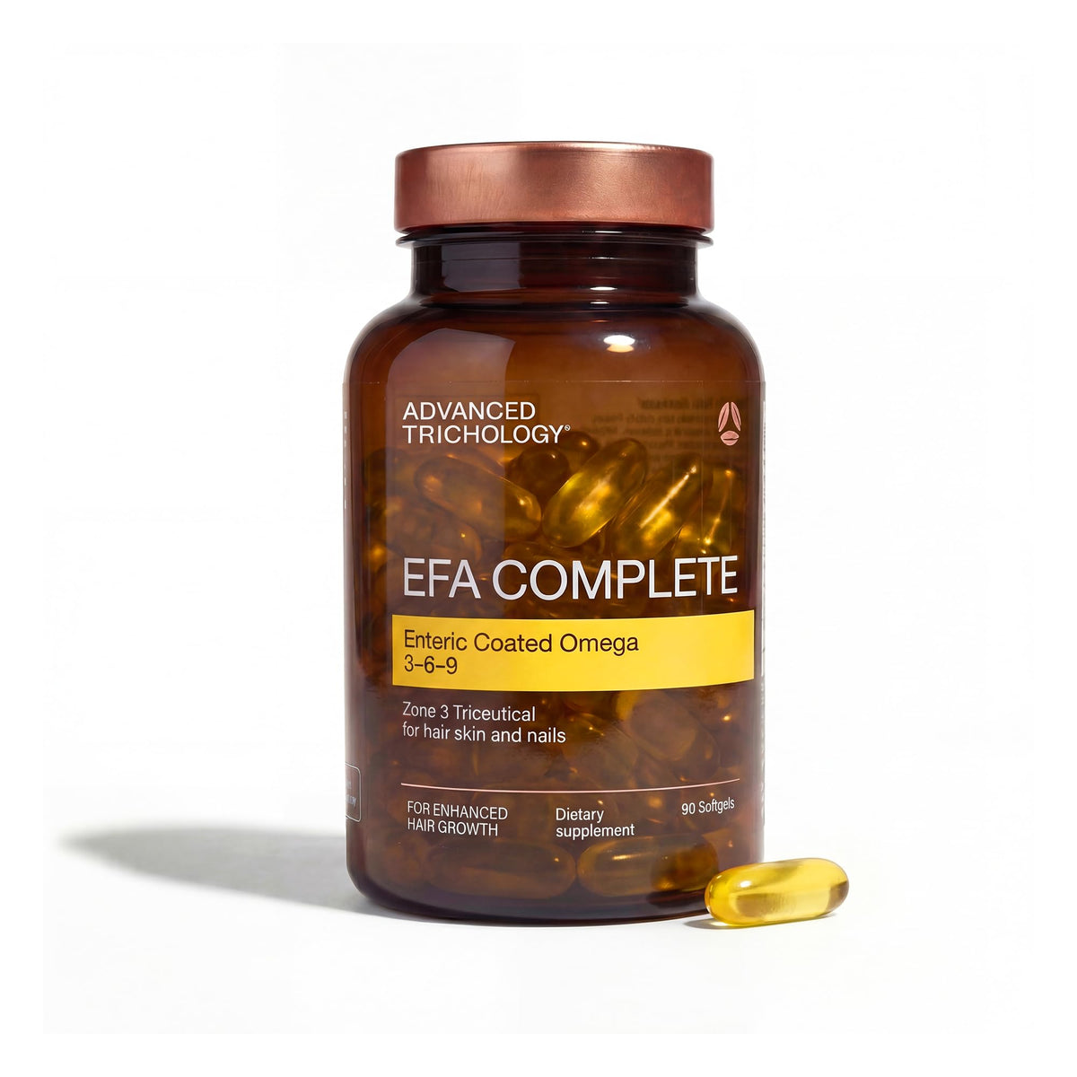 Advanced Trichology EFA Complete bottle front showing omega blend for daily wellness