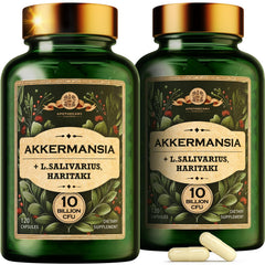 AdvantageNutra Akkermansia bottle with capsules may support gut balance.