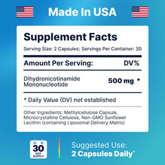 AdvantageNutra NMNH is USA-made, gluten-free and vegan-friendly