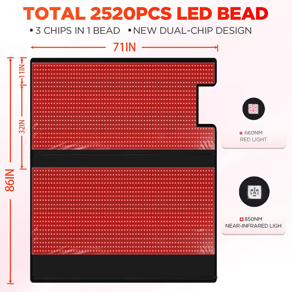 ADVARAYS 2520 LEDs with 660nm and 850nm wavelengths for comprehensive light therapy.