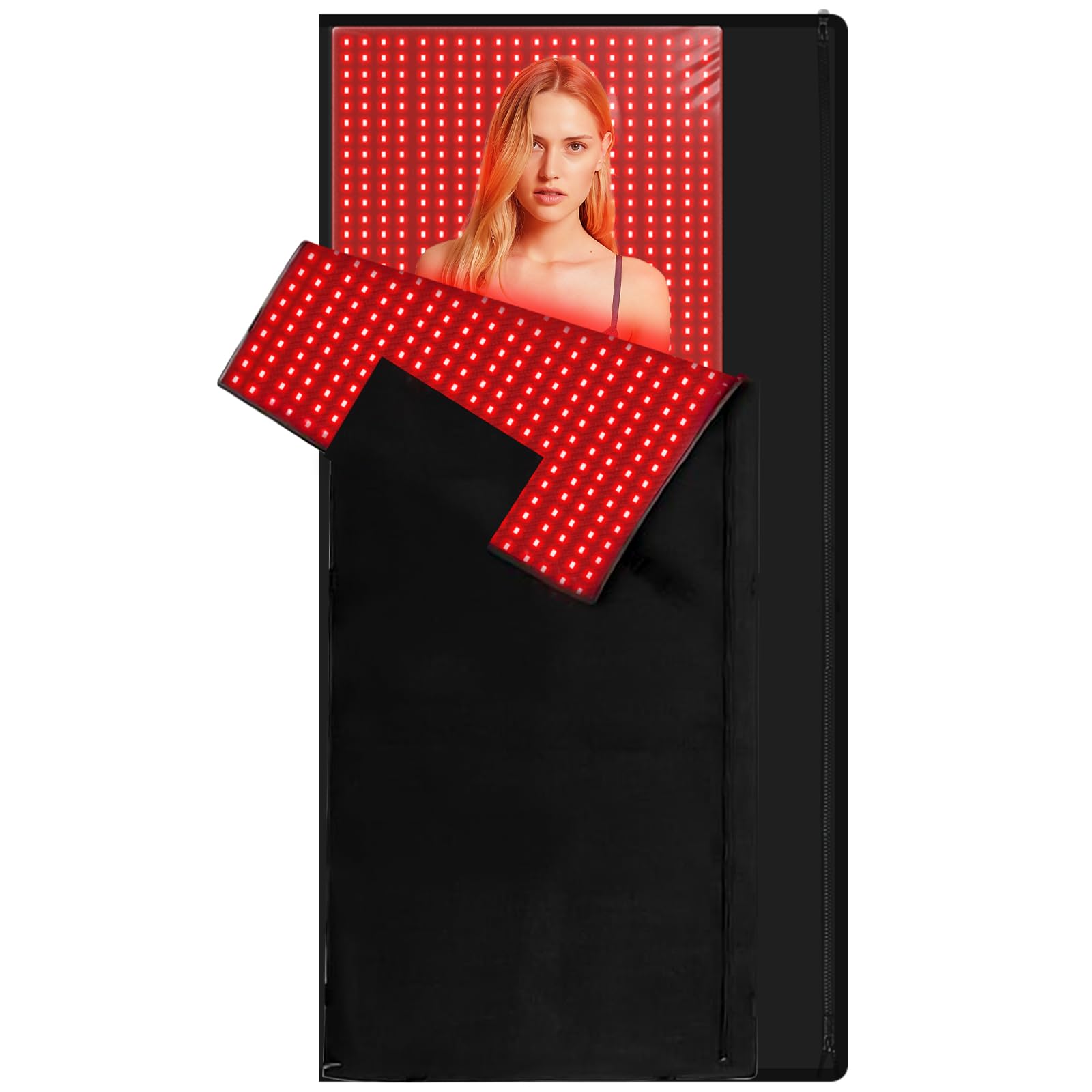 ADVARAYS face-use image demonstrates soothing red light therapy for facial regimen.