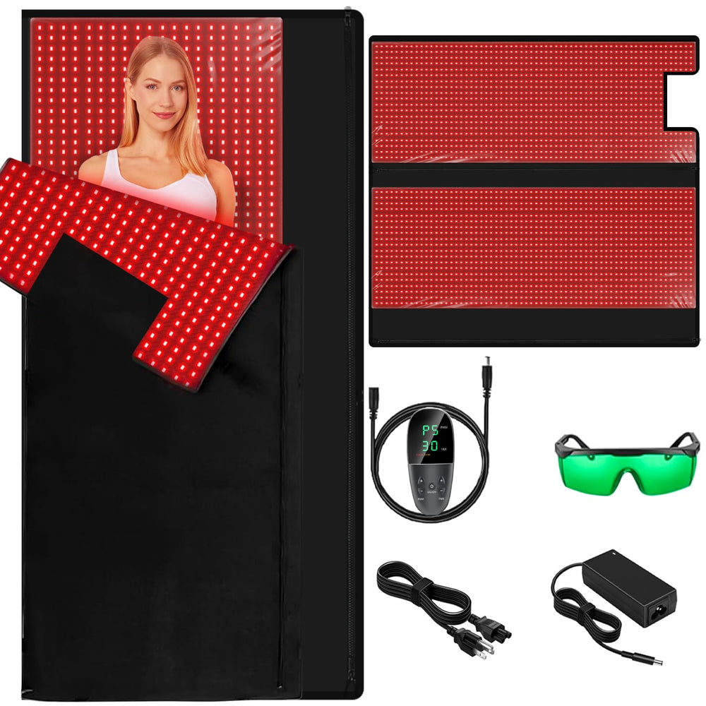 ADVARAYS red light therapy pad close-up highlighting dense LEDs for skin vitality support.