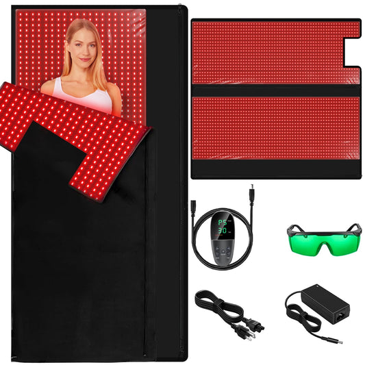 ADVARAYS red light therapy pad close-up highlighting dense LEDs for skin vitality support.