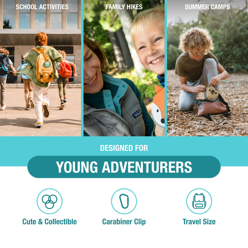 Adventure Medical Kits Backyard Adventure owl kit illustration highlighting kid-friendly first aid on the go.
