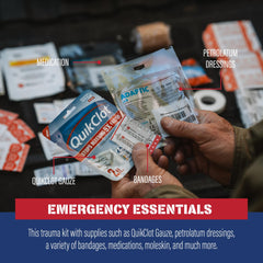 Pain relief medications in the Field Trauma Kit support comfort on trips.