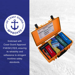 Adventure Medical Kits Marine Series 2500 coast guard approval sticker shows compliance.